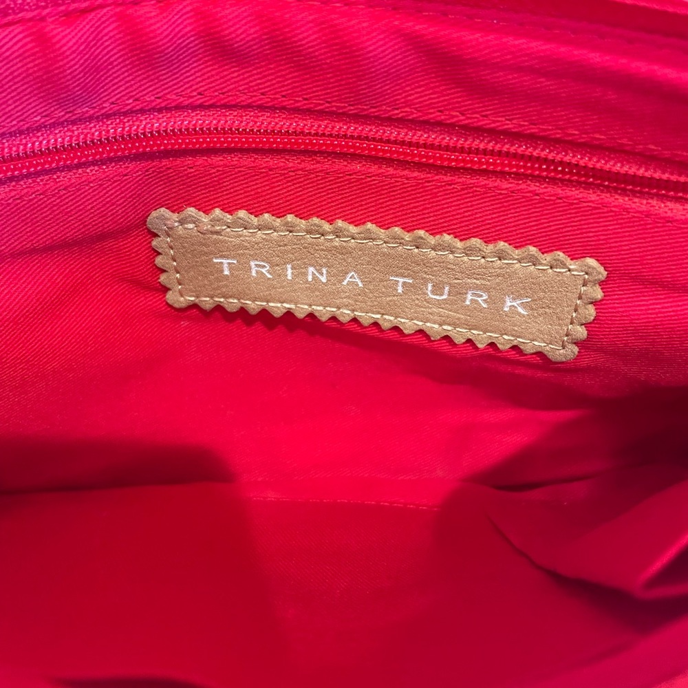 Trina Turk Raffia Beaded Clutch Wristlet Coral - Picture 8 of 11